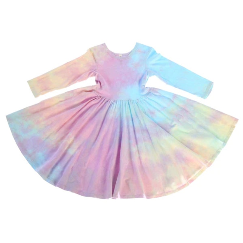 Unicorn Tie Dye Twirl Long Sleeve Dress