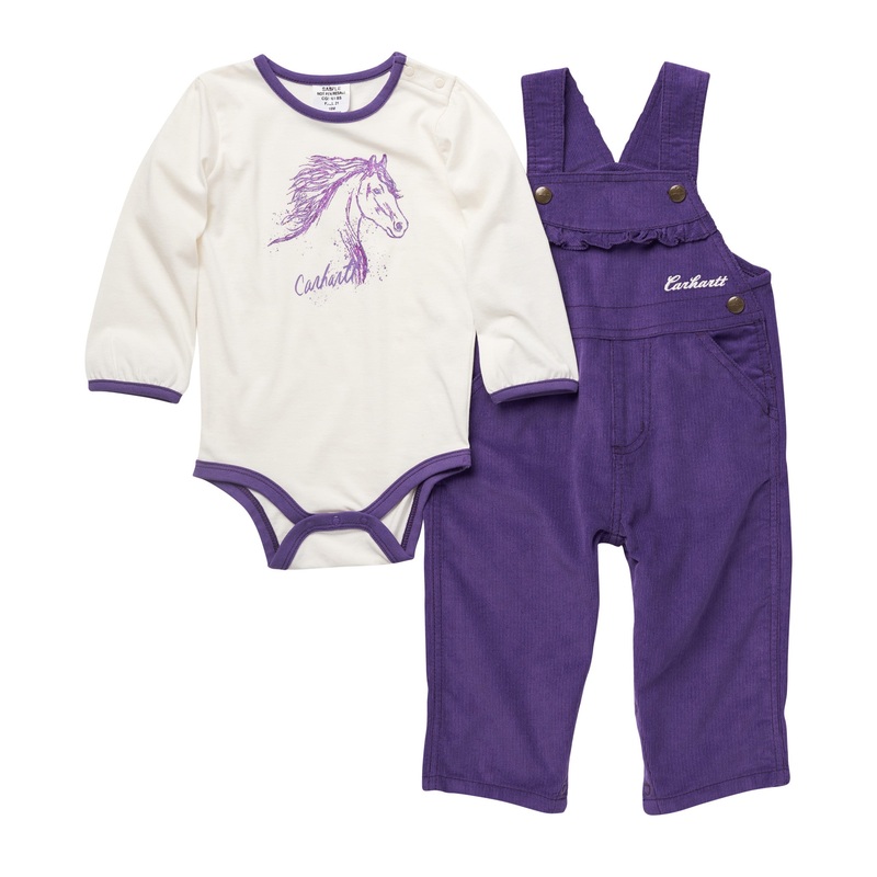 Baby Girl Horse Bodysuit and Corduroy Overall Set CG9769