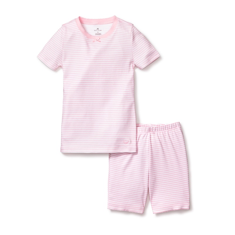Childrens Pink Stripes Pima Cotton Snug Fit Short Set