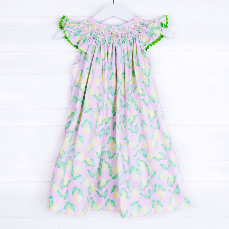 Geometric Smocked Pink Lemon Dress