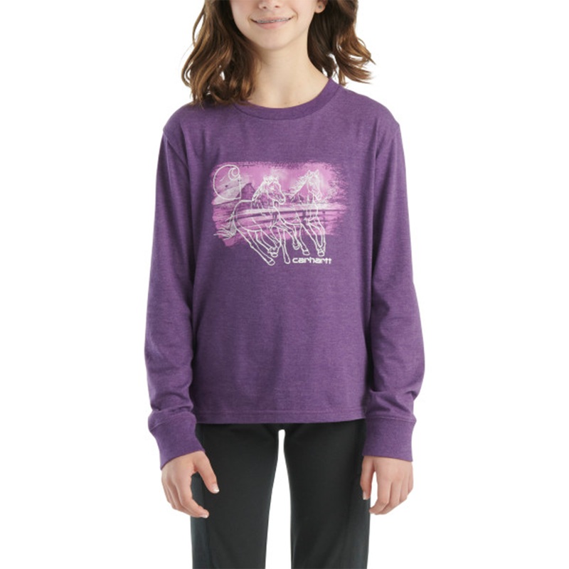 Girls' Long Sleeve Horse T-Shirt CA7066