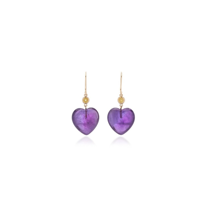 Petits Coeurs Amethyst & Sapphire Gold Earrings