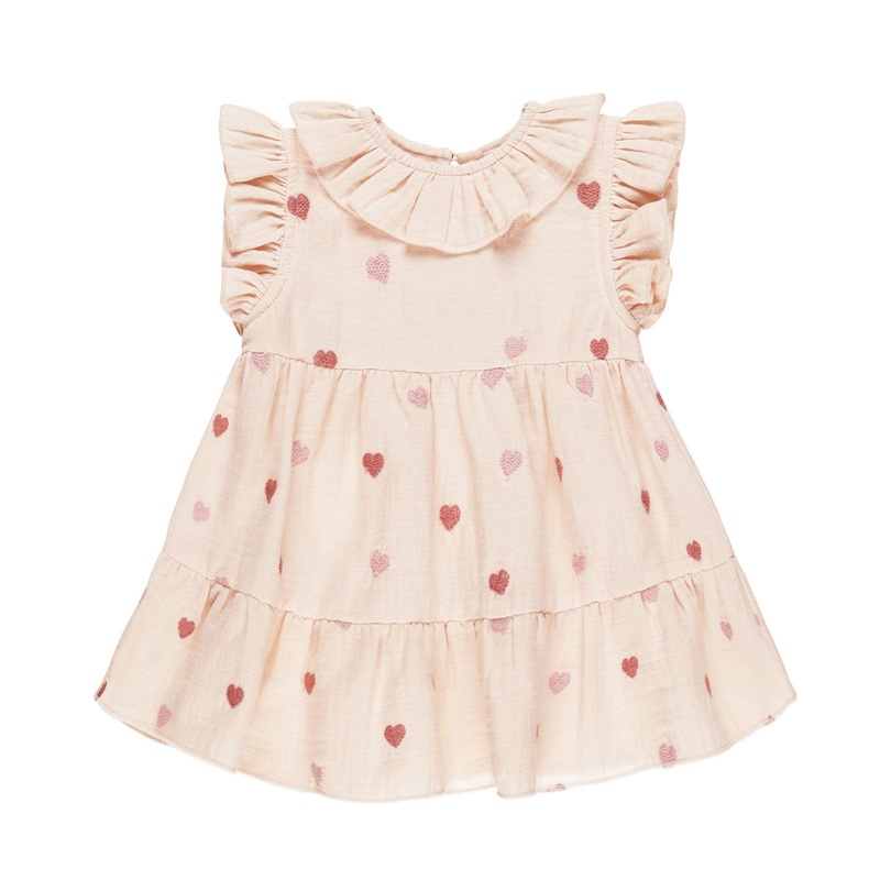 Quincy Mae Charlotte Dress - Heart Embroidery - Antique