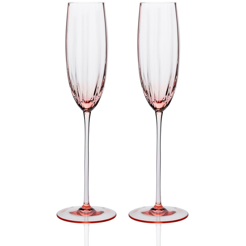 Quinn Rose Champagne Flute Glasses, Set of 2