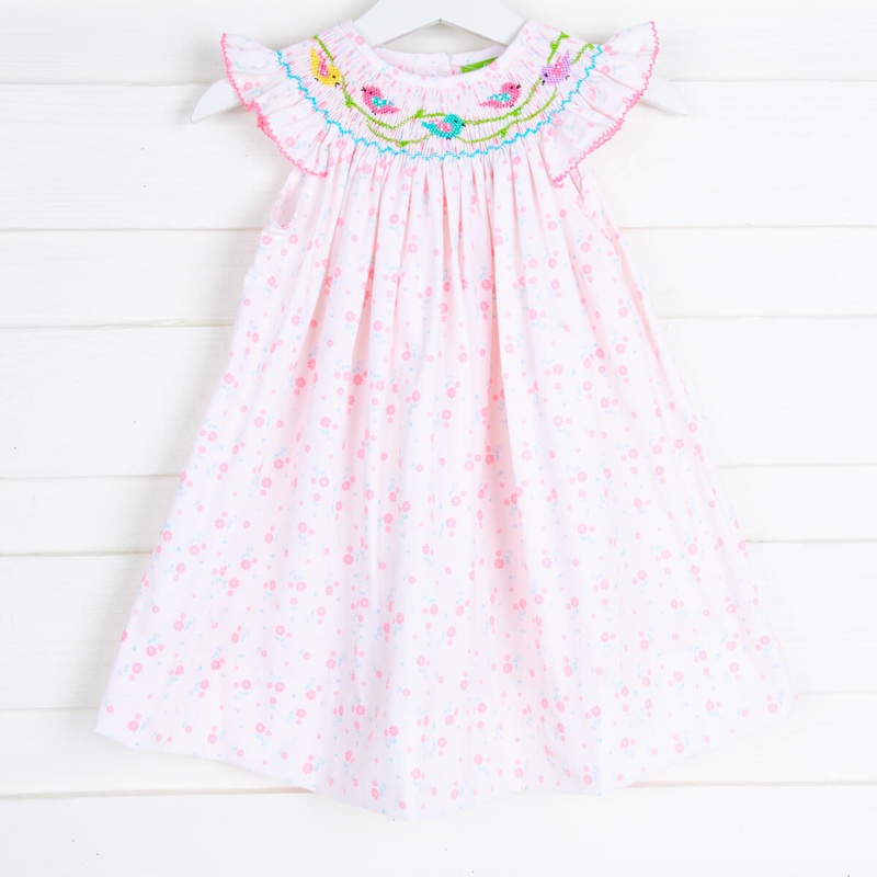 Sweet Birds Smocked Pink Floral Dress