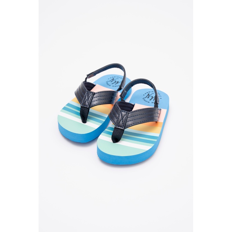 Blue Striped Flip Flops with Backstrap