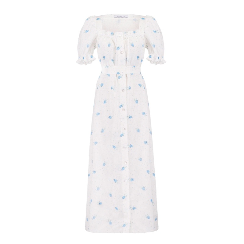 Brigitte Linen Maxi Dress in Linum