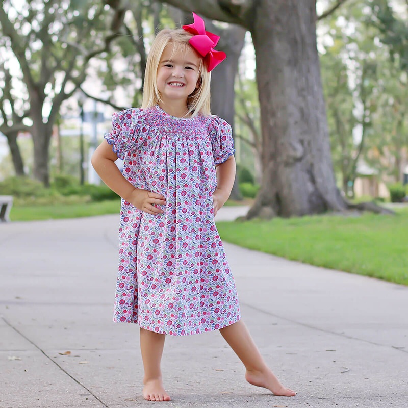 Fall Floral Smocked Bishop Dress