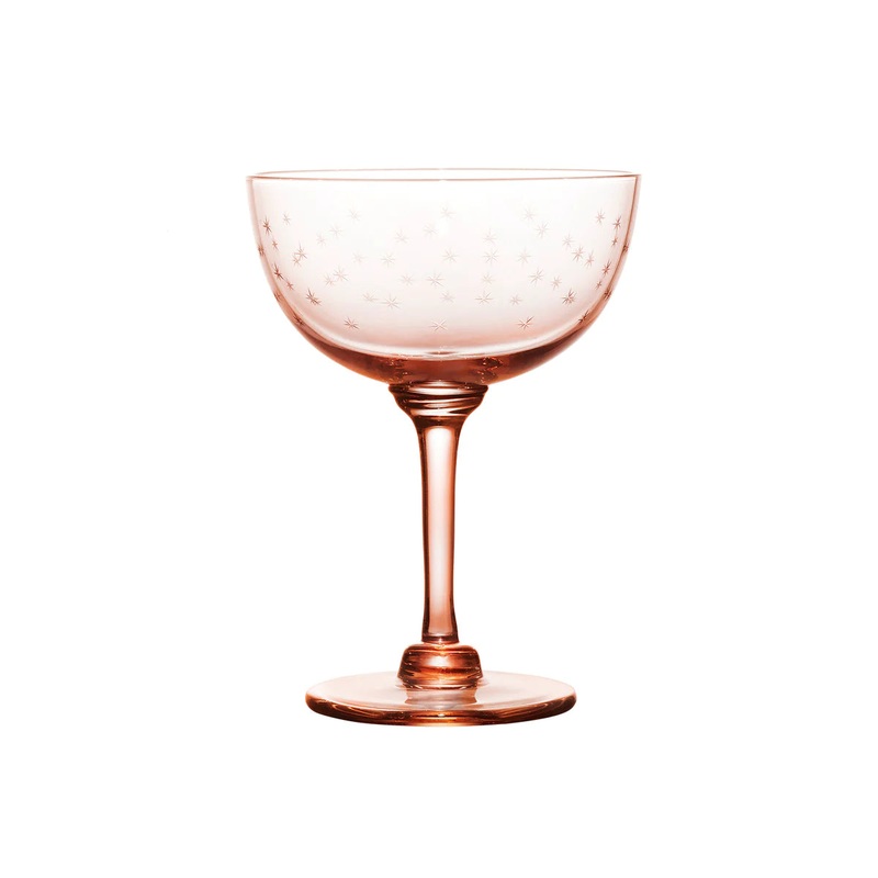 Rose Champagne Saucers With Stars Design, Set of 4