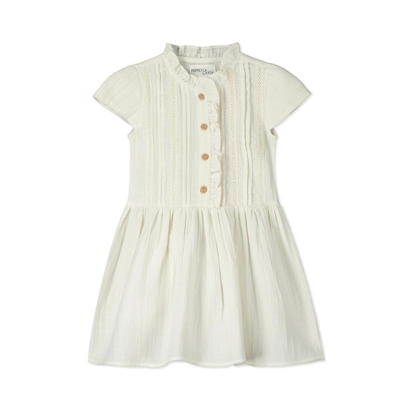 White Ruffle Button Dress