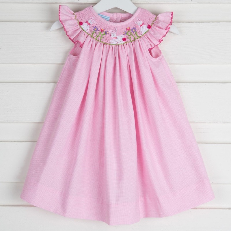 Bunny Garden Dress Light Pink Micro Gingham