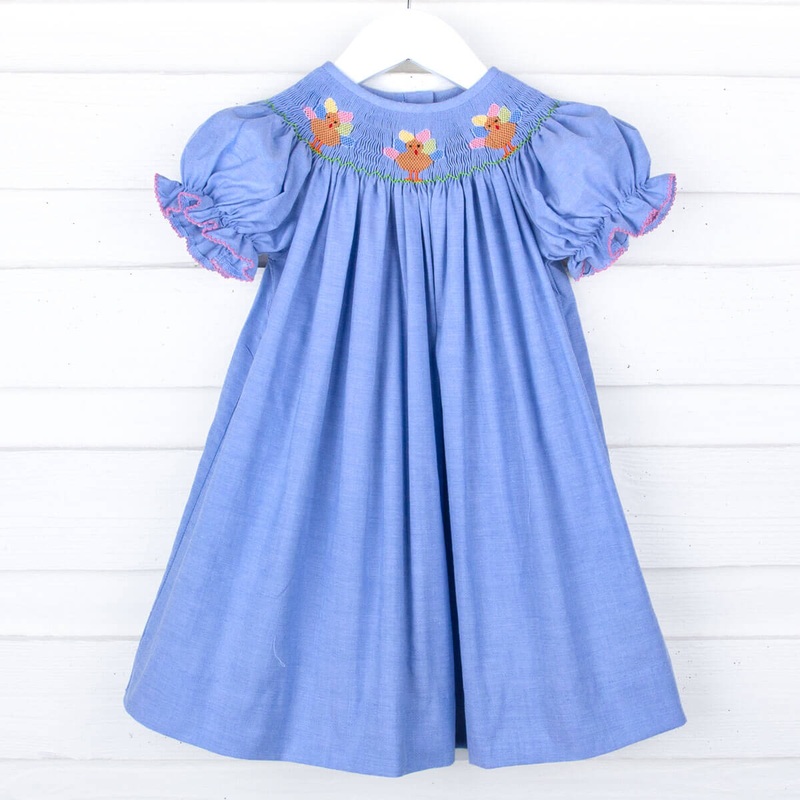 Chambray Turkey Smocked Bishop Dress