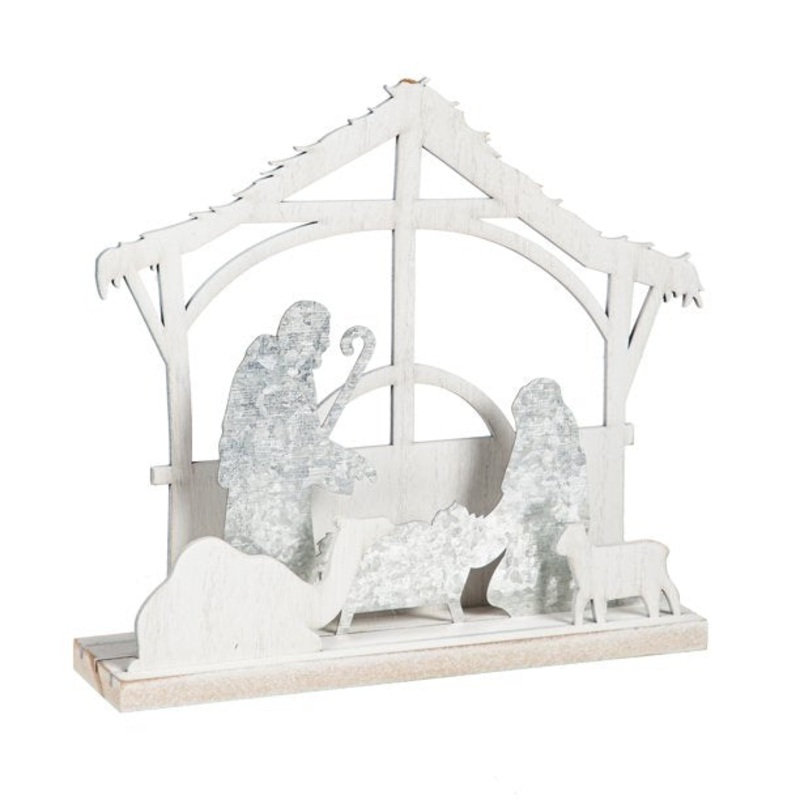 LED Wood and Metal Nativity Table Decor 8LED602