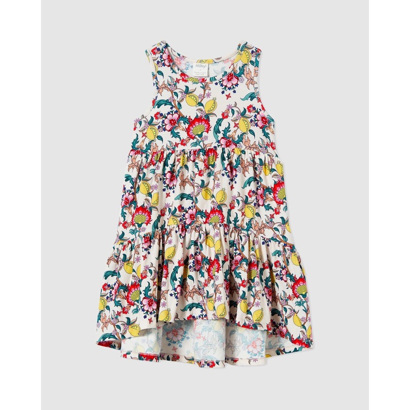 Milky citrus floral dress in multi colour print