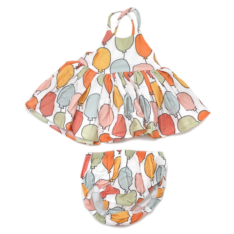 oh baby! Gauze Party Dress - Balloon Print - Oyster