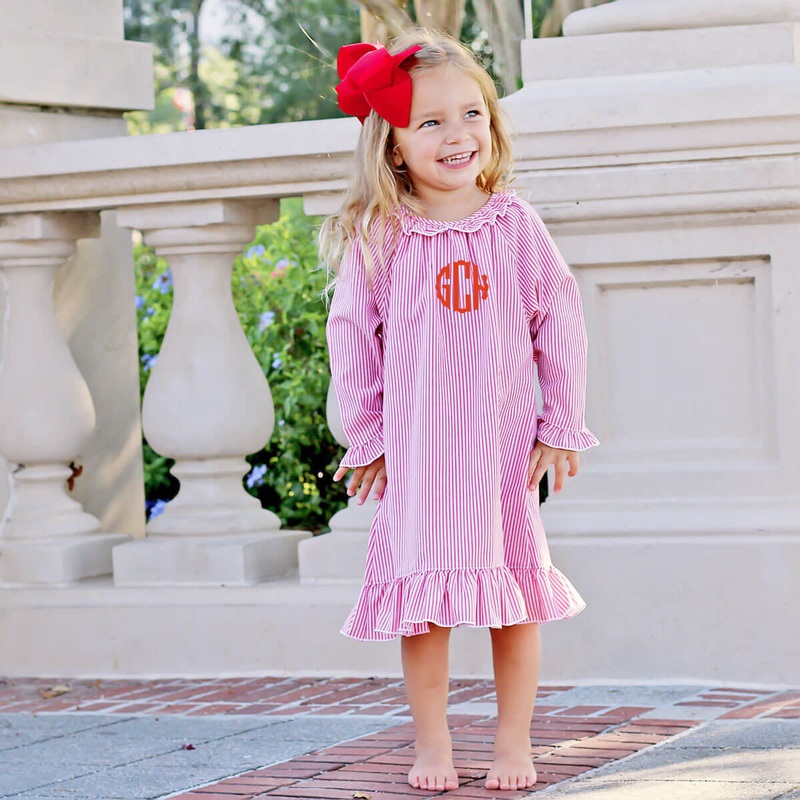 Red Stripe Long Sleeve Nightgown