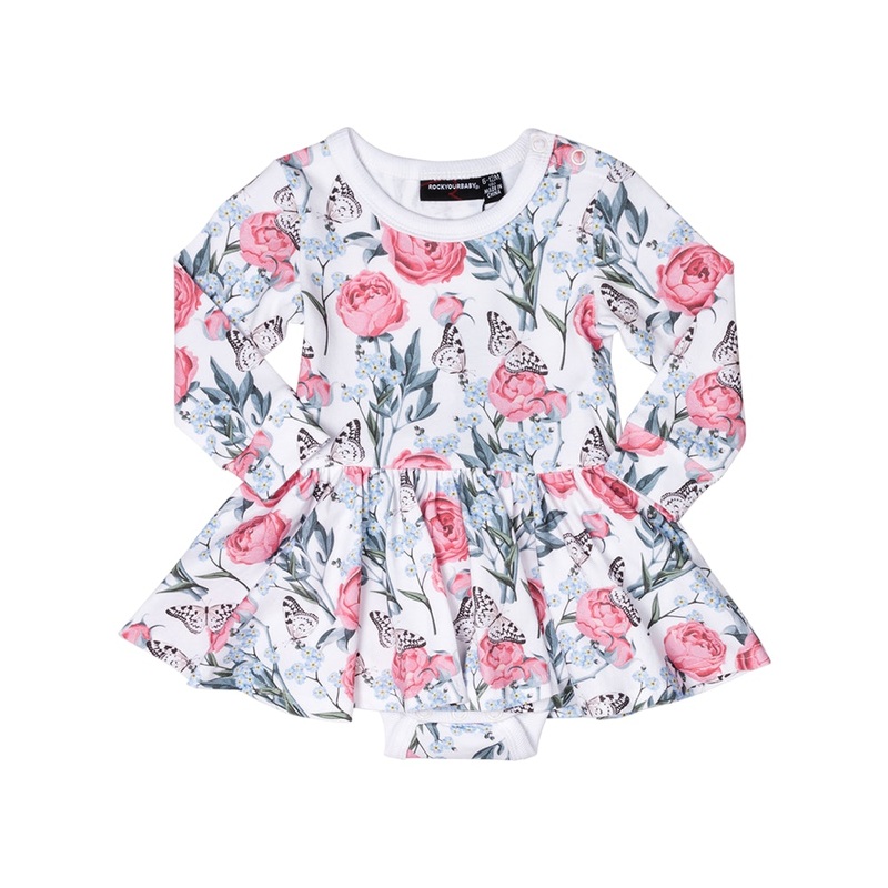 Rock your baby Forget Me Not Baby Waisted Dress in multi colour print