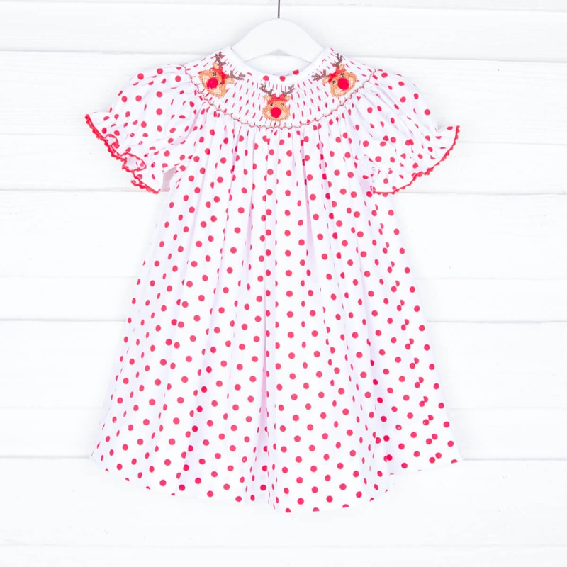Smocked Rudolph Polka Dots Dress