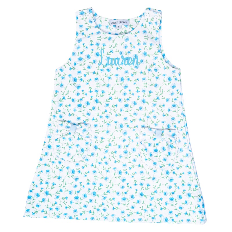 Bow Pocket Blue Glory Print Dress