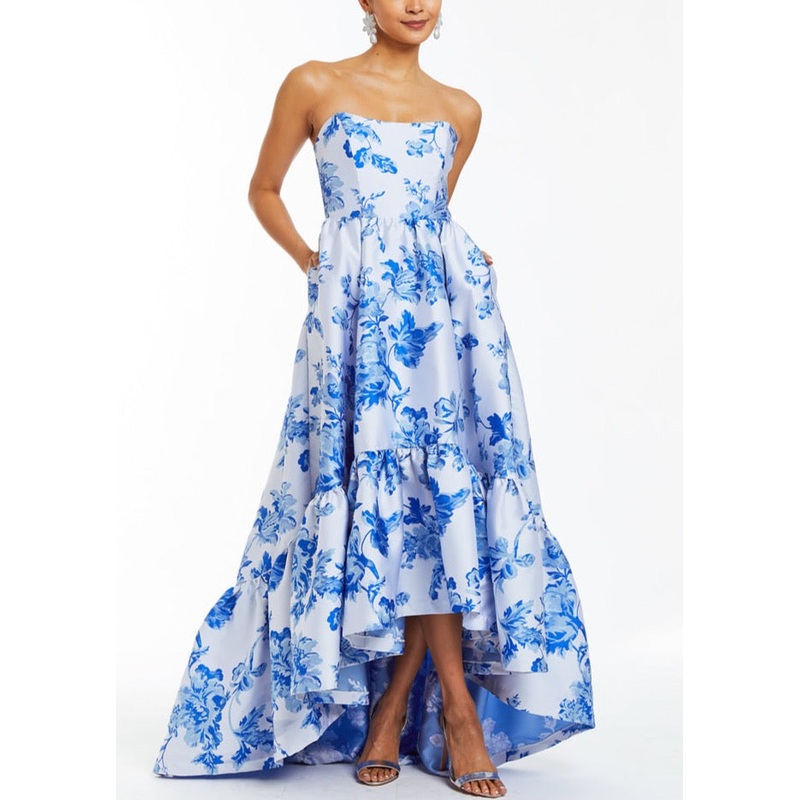 Georgiana Gown in Porcelain Blue Jacquard