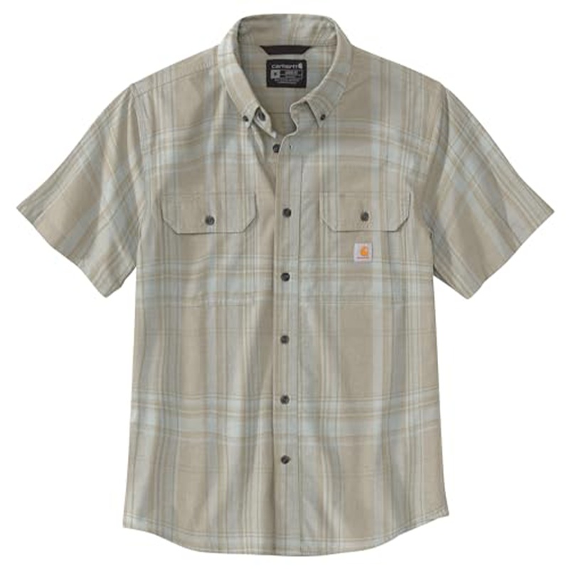 Men's Loose Fit Short-Sleeve Plaid Shirt 106746
