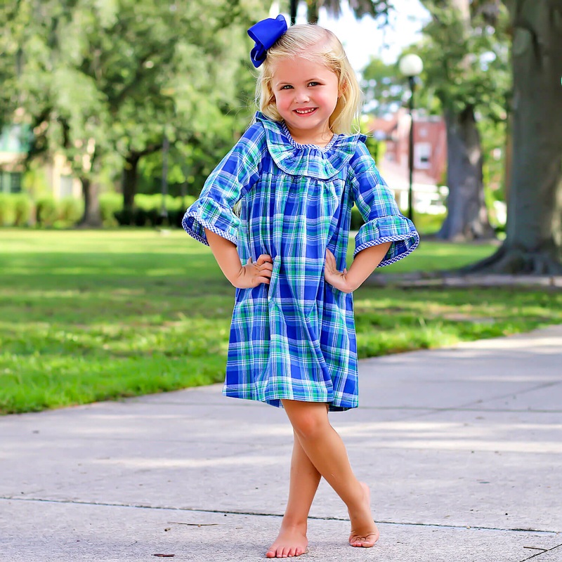 Royal Plaid Ruffle Mary Dress