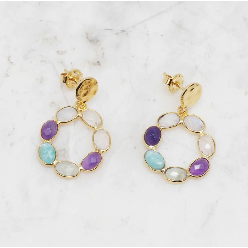 Stone Circle Earrings
