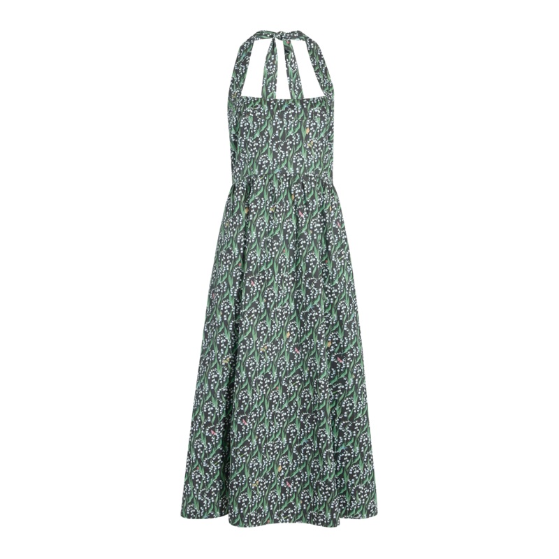 The Fleur Midi Dress in Black Lily of the Valley