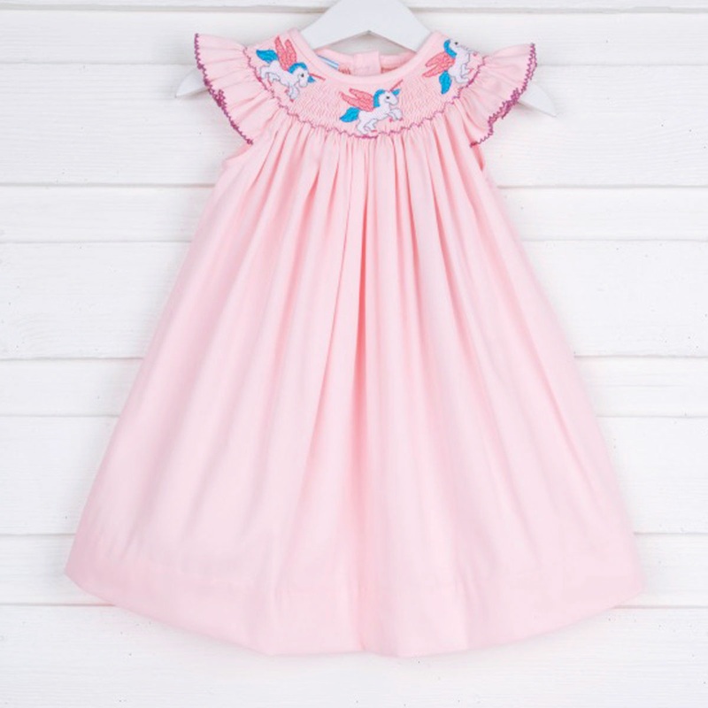 Unicorn Smocked Pink Dress
