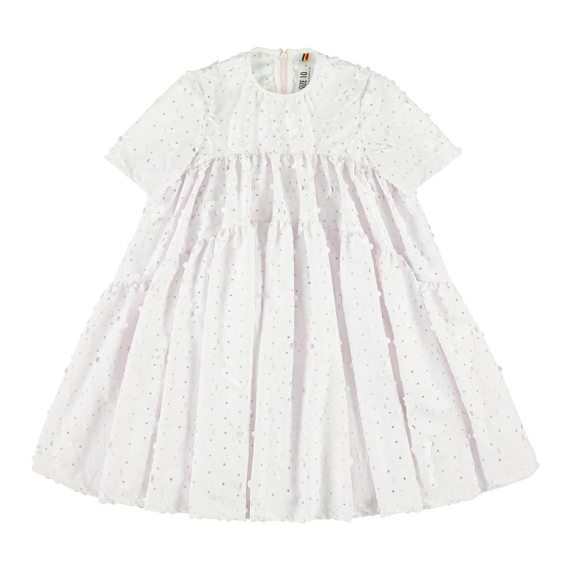 caroline bosmans perforated flower dress white