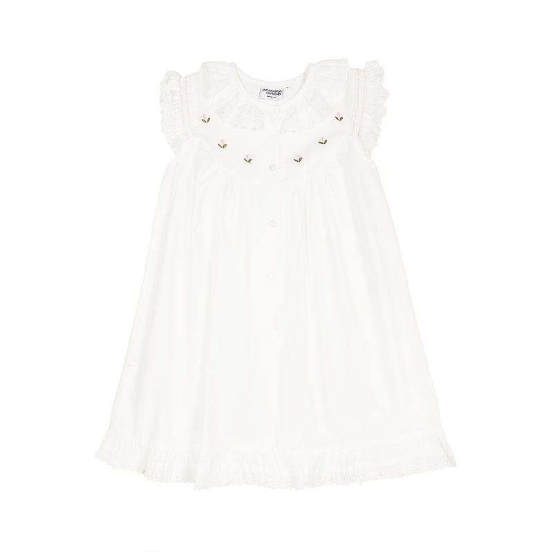 Gracie White Cotton Dress with Butterfly Sleeves