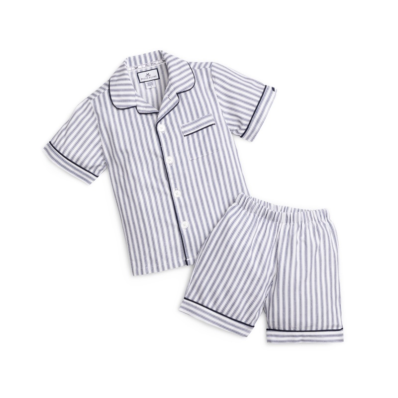 Navy French Ticking Short Set