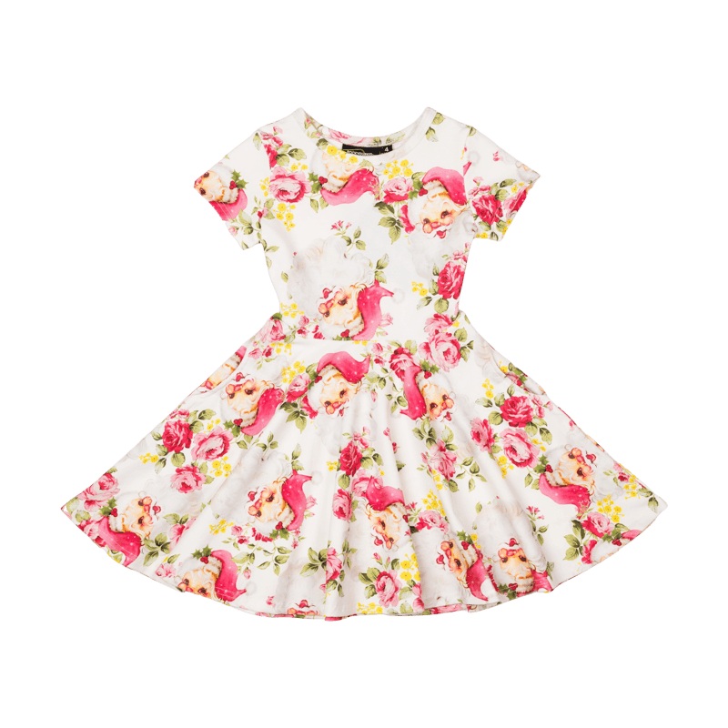 Rock your baby pretty Santa waisted dress in floral