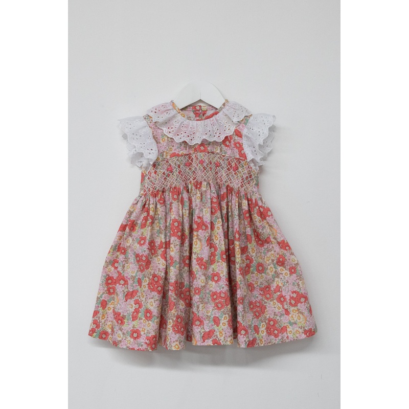 Smox Rox Poppy smocked dress apricot in orange floral
