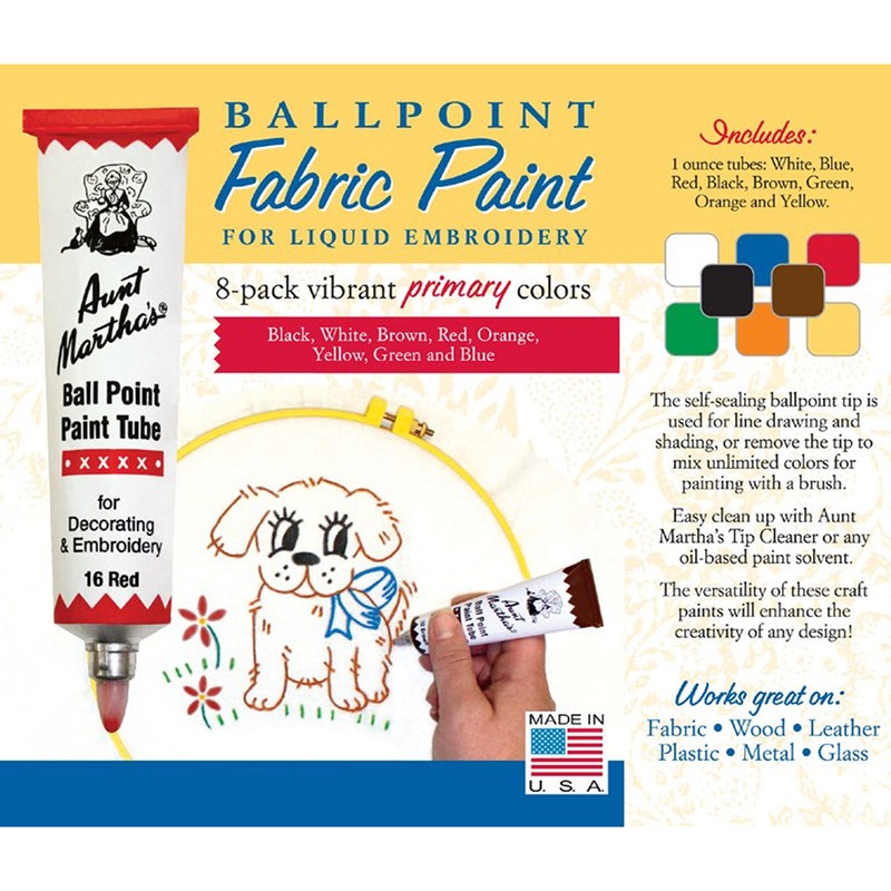 8-Pack Primary Ballpoint Fabric Paint 999