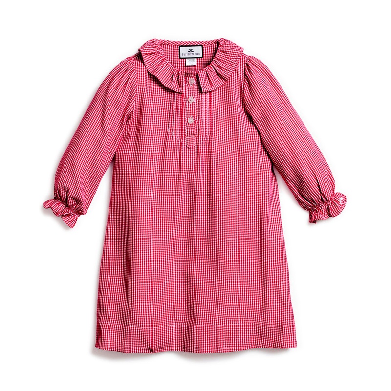 Childrens Red Mini Gingham Victoria Nightgown