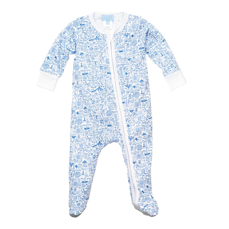 Dallas Fort Worth Zip Baby Onesie in Stars at Night Blue