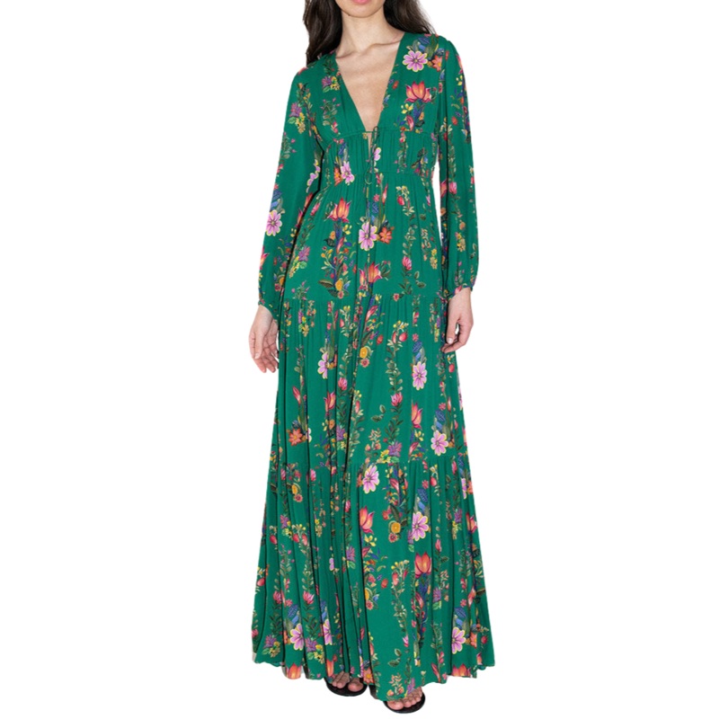 Freya Crepe Maxi Dress in Sierra Green