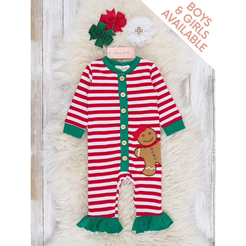 Gingerbread Dreams Striped Christmas Sleeper Pajamas - Boys & Girls