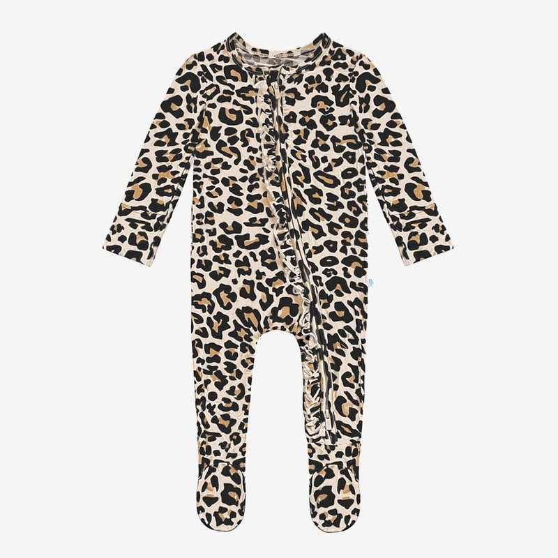 Lana Leopard Footless Ruffled Zippered One Piece