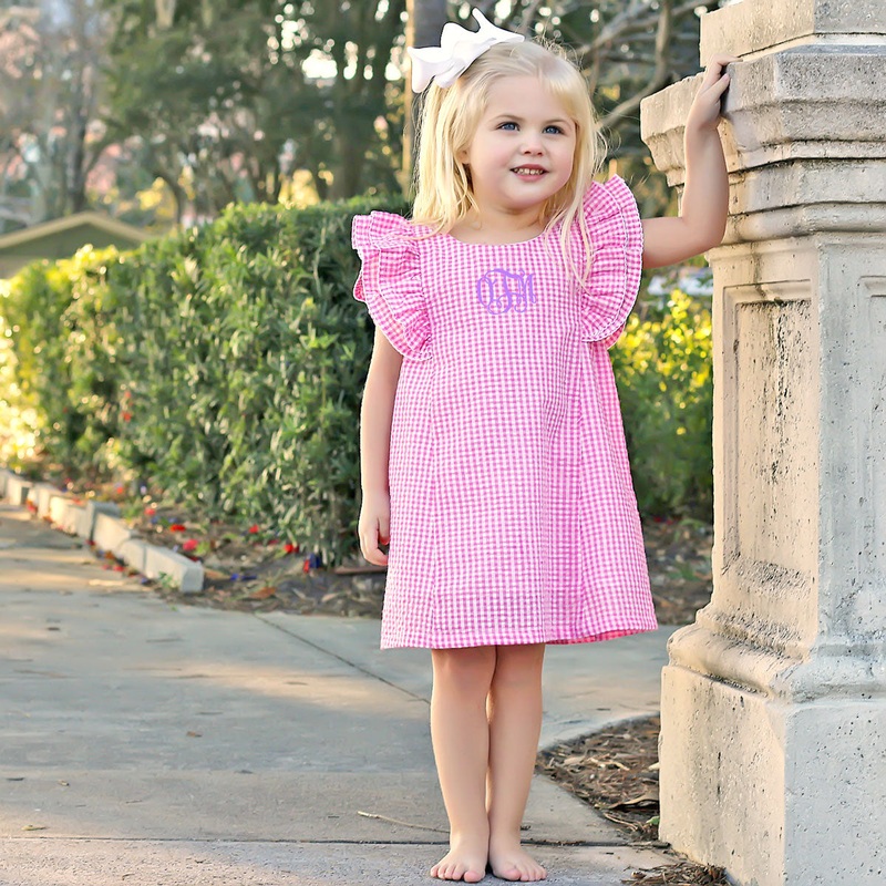 Pink Gingham Ruffle Dress