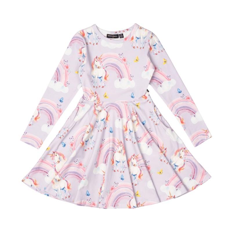 Rock Your Baby Dreamscapes LS Waisted Dress Lilac in Purple