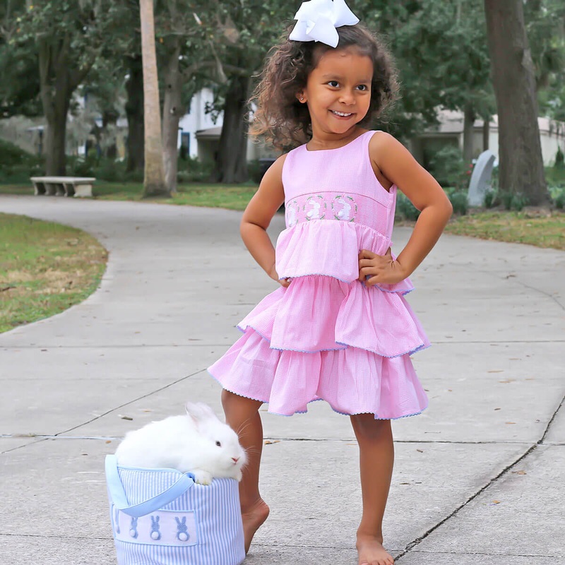 Bunny Wreath Smocked Tiered Dress