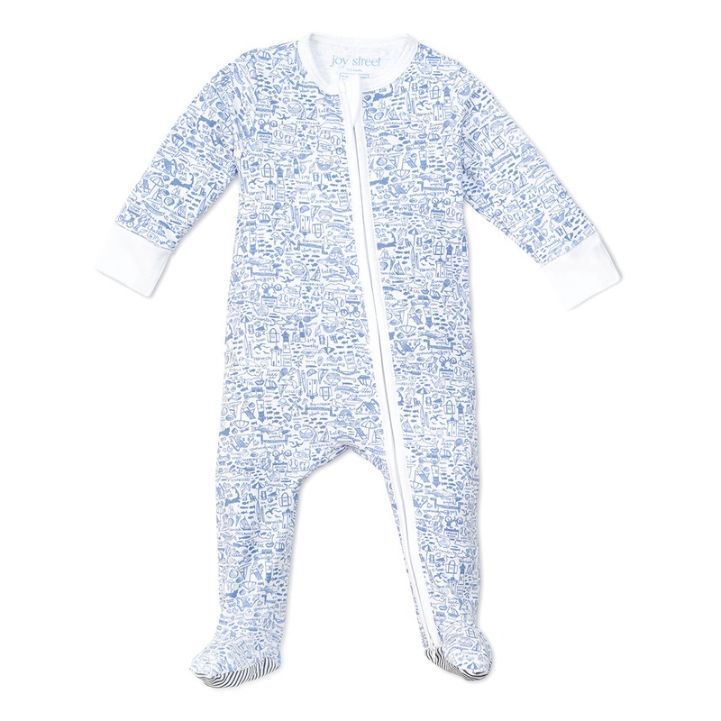 Cape Cod Zip Baby Onesie in Cape Cod Sailor Blue
