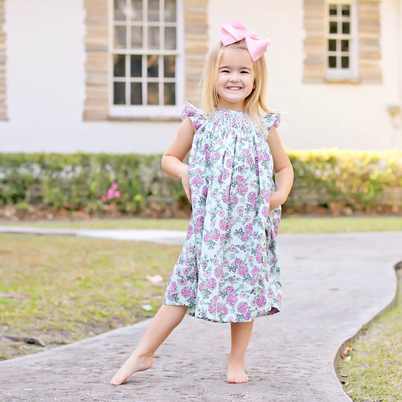 Flower Child Pink Smocked Angel Sleeve Dress