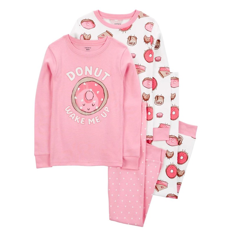 Girls' 4-Piece Donut Wake Me Up 100% Snug Fit Cotton Pajamas 3R926110