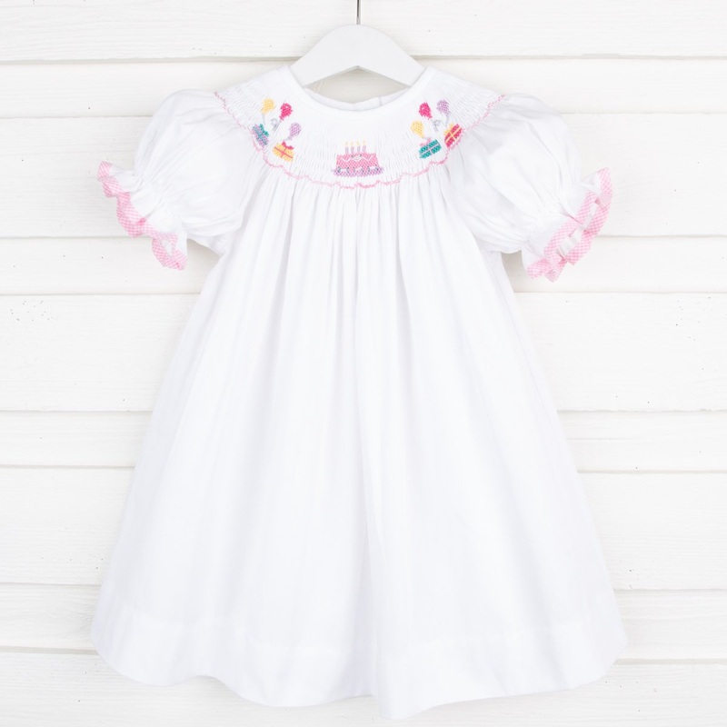 Birthday Celebration Smocked White Dress