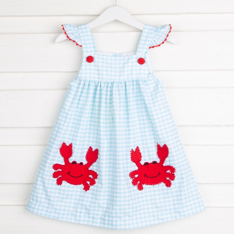 French Knot Crab Jumper Aqua Check