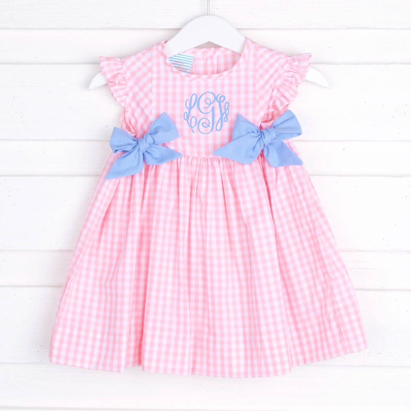 Pink Check Collared Side Tie Dress