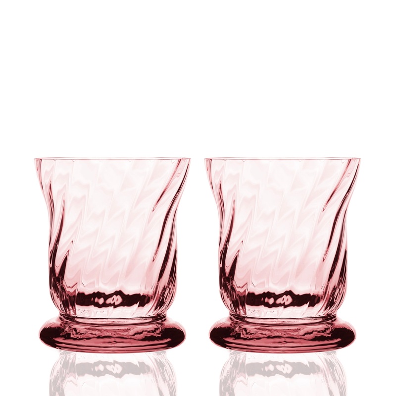 Quinn Optic Votive Holders in Rose, Set of 2